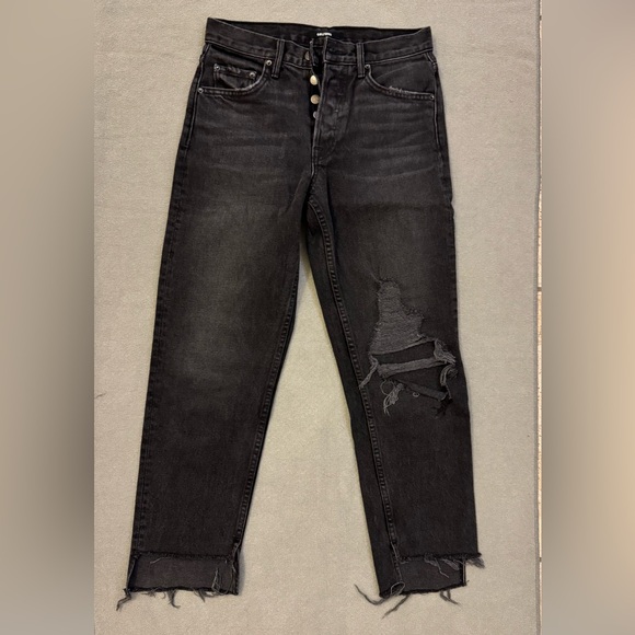 GRILFRND Helena High-Rise Straight Leg Black Jean 25 - Picture 1 of 5